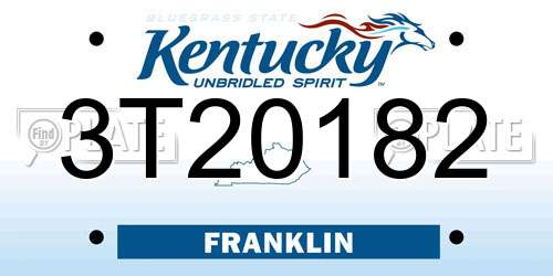 3T20182 Kentucky License Plate