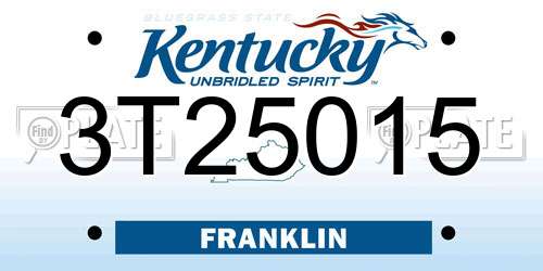 3T25015 Kentucky License Plate