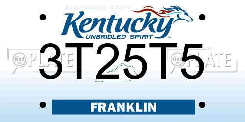 3T25T5 Kentucky License Plate