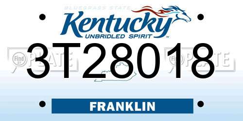 3T28018 Kentucky License Plate