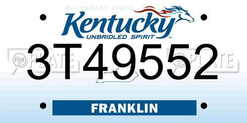 3T49552 Kentucky License Plate