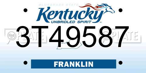 3T49587 Kentucky License Plate