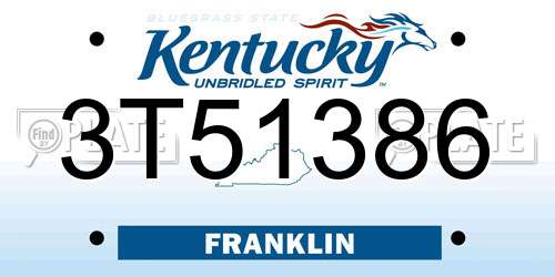 3T51386 Kentucky License Plate