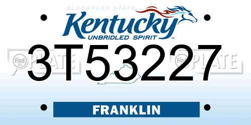 3T53227 Kentucky License Plate
