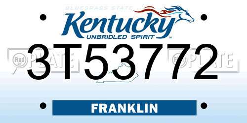 3T53772 Kentucky License Plate