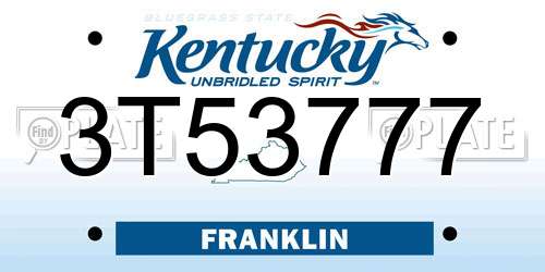 3T53777 Kentucky License Plate