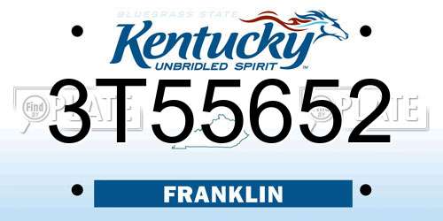 3T55652 Kentucky License Plate