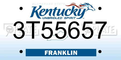 3T55657 Kentucky License Plate