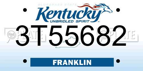 3T55682 Kentucky License Plate
