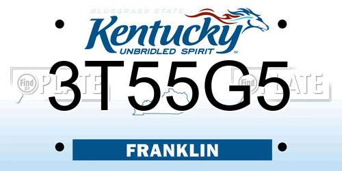 3T55G5 Kentucky License Plate