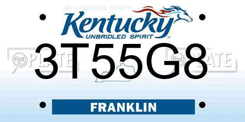 3T55G8 Kentucky License Plate