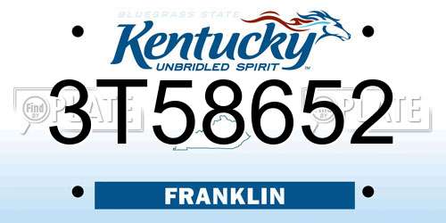 3T58652 Kentucky License Plate