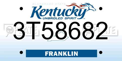 3T58682 Kentucky License Plate