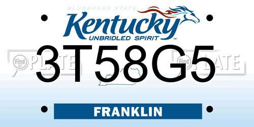 3T58G5 Kentucky License Plate