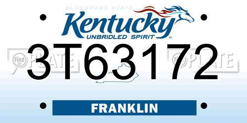 3T63172 Kentucky License Plate