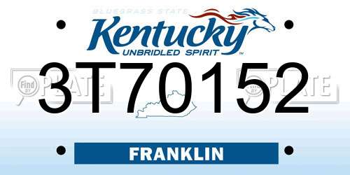 3T70152 Kentucky License Plate