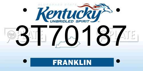 3T70187 Kentucky License Plate