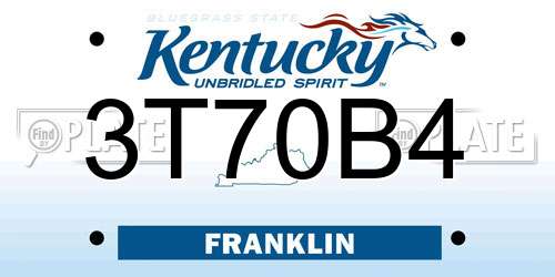 3T70B4 Kentucky License Plate