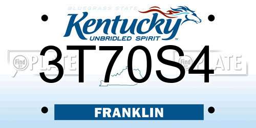 3T70S4 Kentucky License Plate