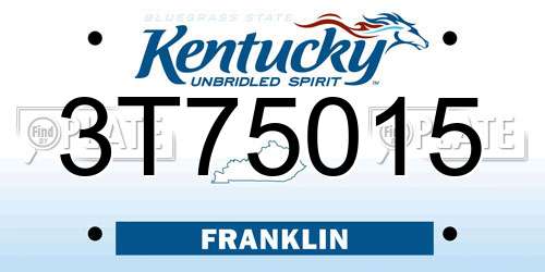 3T75015 Kentucky License Plate