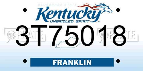 3T75018 Kentucky License Plate