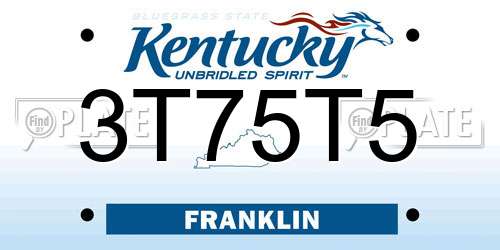 3T75T5 Kentucky License Plate