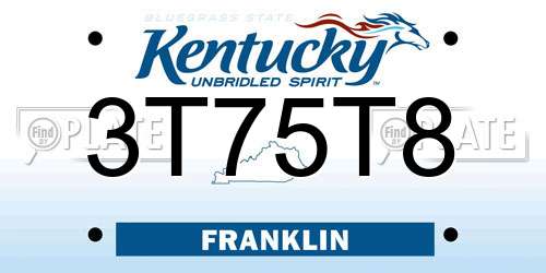 3T75T8 Kentucky License Plate