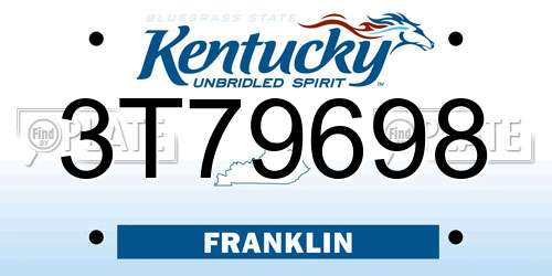 3T79698 Kentucky License Plate
