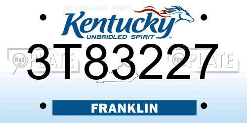 3T83227 Kentucky License Plate