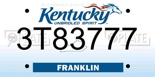 3T83777 Kentucky License Plate