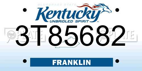 3T85682 Kentucky License Plate