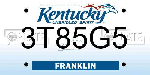 3T85G5 Kentucky License Plate
