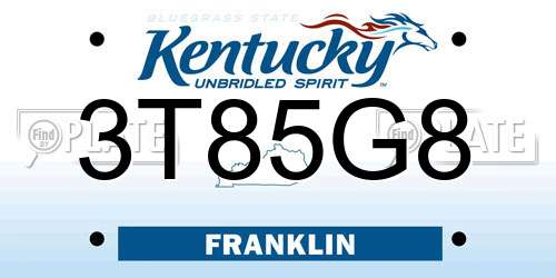 3T85G8 Kentucky License Plate