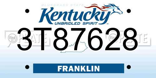 3T87628 Kentucky License Plate