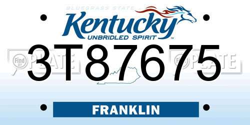 3T87675 Kentucky License Plate
