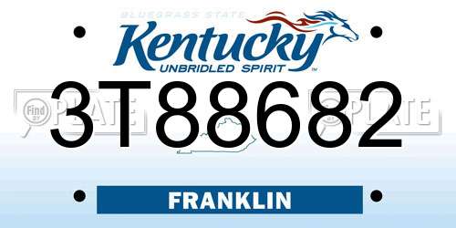 3T88682 Kentucky License Plate