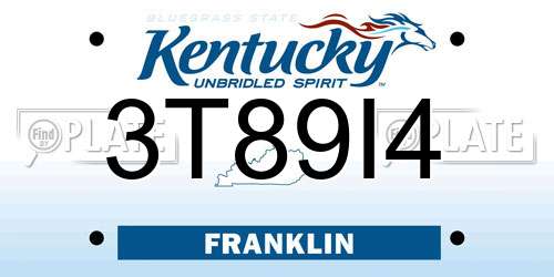3T89I4 Kentucky License Plate