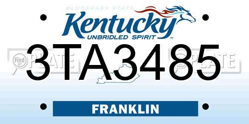 3TA3485 Kentucky License Plate