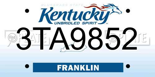 3TA9852 Kentucky License Plate