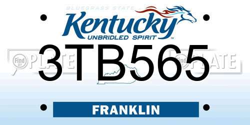 3TB565 Kentucky License Plate