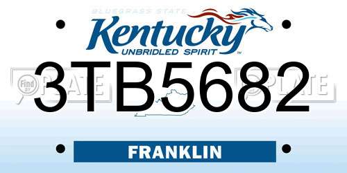 3TB5682 Kentucky License Plate
