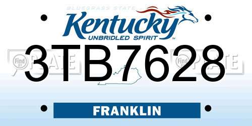 3TB7628 Kentucky License Plate