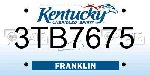 3TB7675 Kentucky License Plate