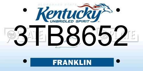 3TB8652 Kentucky License Plate