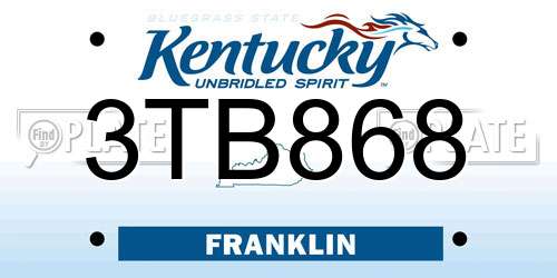 3TB868 Kentucky License Plate