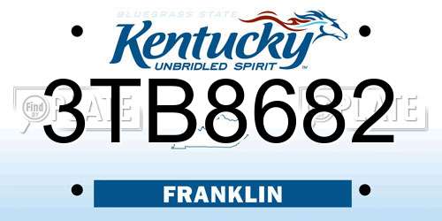 3TB8682 Kentucky License Plate
