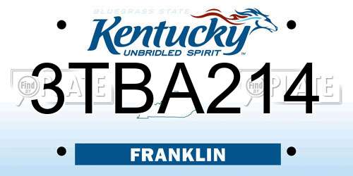 3TBA214 Kentucky License Plate
