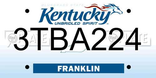 3TBA224 Kentucky License Plate