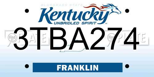 3TBA274 Kentucky License Plate