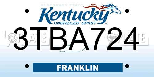 3TBA724 Kentucky License Plate